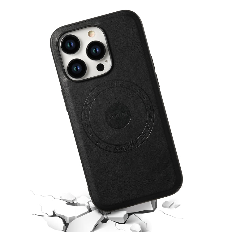 For iPhone 15 Pro Denior Cowhide Texture Leather MagSafe Phone Case(Black) - free shipping - PMC TechLife - Order now!
