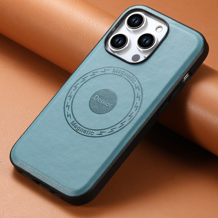 For iPhone 12/12 Pro Denior Cowhide Texture Leather MagSafe Phone Case(Blue) - iPhone 12 / 12 Pro Cases by Denior | Online Shopping South Africa | PMC Jewellery