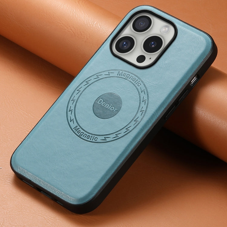 For iPhone 16 Pro Denior Cowhide Texture Leather MagSafe Phone Case(Blue) - iPhone 16 Pro Cases by Denior | Online Shopping South Africa | PMC Jewellery | Buy Now Pay Later Mobicred