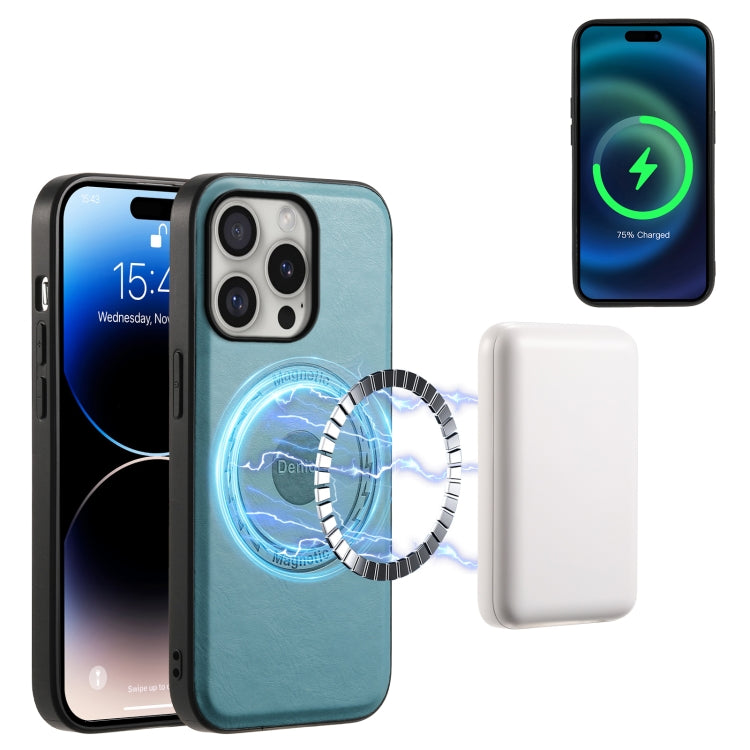 For iPhone 16 Pro Max Denior Cowhide Texture Leather MagSafe Phone Case(Blue) - free shipping - PMC TechLife - Order now!