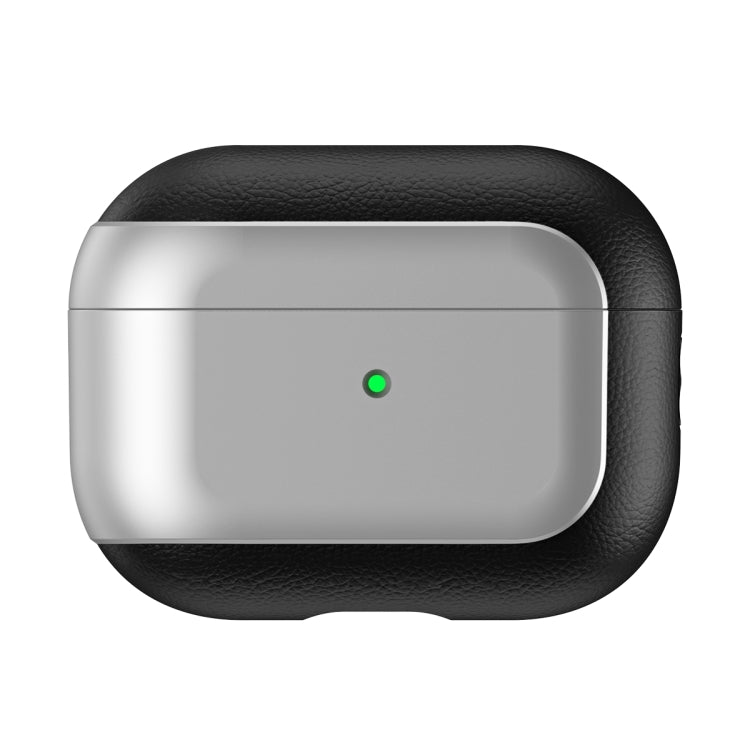For AirPods Pro Electroplated Leather Texture Wireless Earphones Protective Case(Silver) - For AirPods Pro by PMC Jewellery | Online Shopping South Africa | PMC Jewellery | Buy Now Pay Later Mobicred