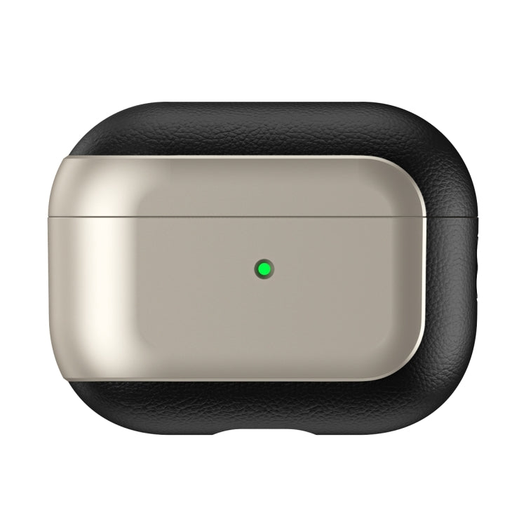 For AirPods Pro Electroplated Leather Texture Wireless Earphones Protective Case(Titanium Grey) - For AirPods Pro by PMC Jewellery | Online Shopping South Africa | PMC Jewellery | Buy Now Pay Later Mobicred