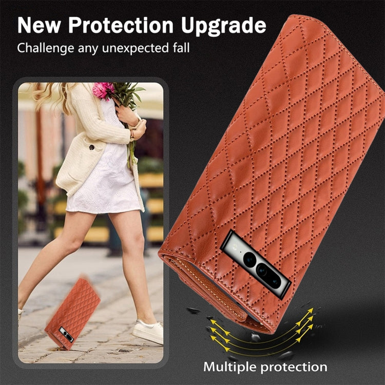 For Google Pixel 7 Zipper Multi-Card Wallet Rhombic Leather Phone Case(Brown) - Google Cases by PMC TechLife | Online Shopping South Africa | PMC TechLife | Buy Now Pay Later Mobicred