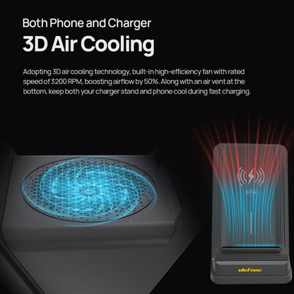 Ulefone WCS01 50W Air-cooled Wireless Charger Stand(Black) - Dock Charger by Ulefone | Online Shopping South Africa | PMC Jewellery | Buy Now Pay Later Mobicred