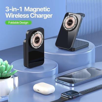 DUZZONA W17 15W 3 in 1 Foldable Magnetic Wireless Charger Stand - Wireless Charger by DUZZONA | Online Shopping South Africa | PMC Jewellery | Buy Now Pay Later Mobicred