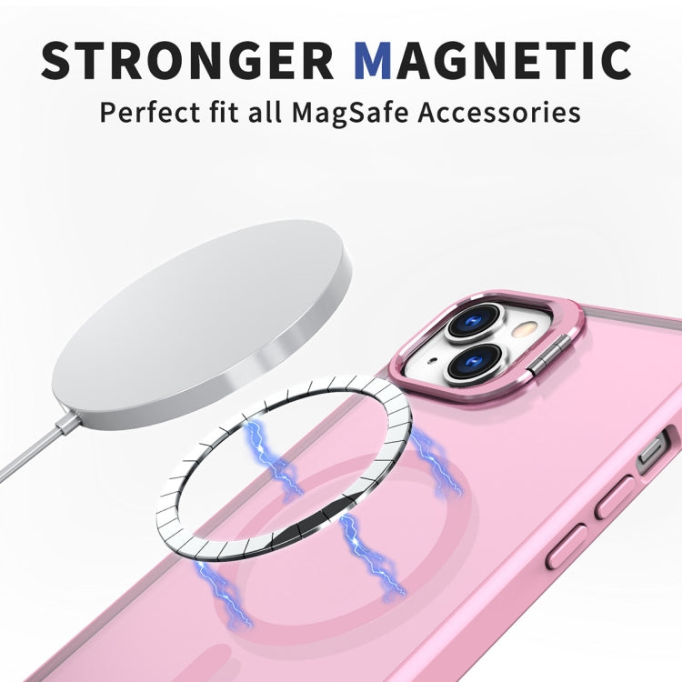 For iPhone 14 Plus Metal Invisible Camera Holder MagSafe Magnetic Phone Case(Pink) - iPhone 14 Plus Cases by PMC Jewellery | Online Shopping South Africa | PMC Jewellery