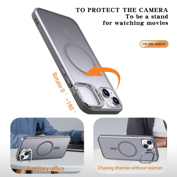 For iPhone 12 Metal Invisible Camera Holder MagSafe Magnetic Phone Case(Grey) - iPhone 12 / 12 Pro Cases by PMC Jewellery | Online Shopping South Africa | PMC Jewellery