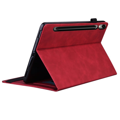 For Samsung Galaxy Tab S9 / S8 / S7 Splicing Shockproof Smart Leather Tablet Case(Red) - Galaxy Tab S9 Cases by PMC Jewellery | Online Shopping South Africa | PMC Jewellery | Buy Now Pay Later Mobicred