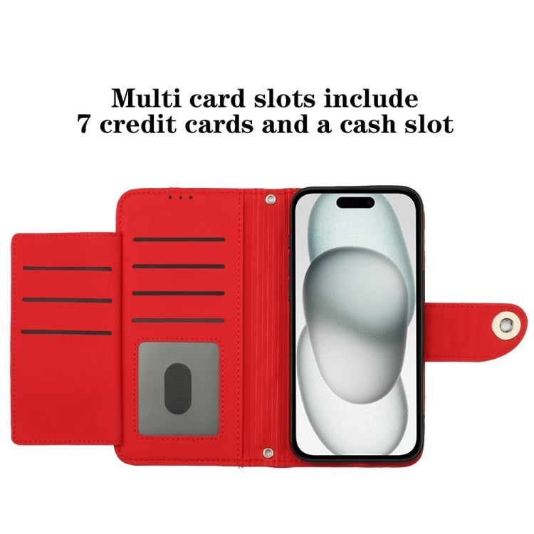 For iPhone 16 Pro Max Rhombic Texture Flip Leather Phone Case with Lanyard(Red) - iPhone 16 Pro Max Cases by PMC TechLife | Online Shopping South Africa | PMC TechLife | Buy Now Pay Later Mobicred