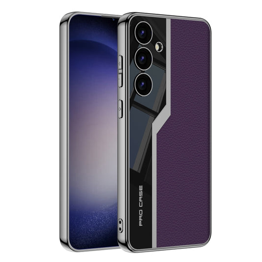 For Samsung Galaxy S24 5G GKK Plating TPU + Leather Supercar Full Coverage Phone Case(Purple) - Galaxy S24 5G Cases by GKK | Online Shopping South Africa | PMC Jewellery | Buy Now Pay Later Mobicred