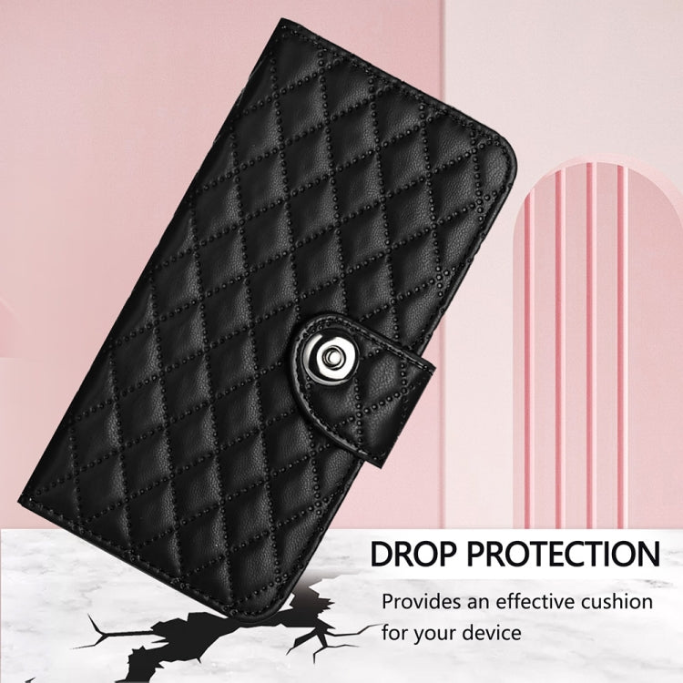 For Google Pixel 9 Pro XL Rhombic Texture Flip Leather Phone Case with Lanyard(Black) - Google Cases by PMC Jewellery | Online Shopping South Africa | PMC Jewellery | Buy Now Pay Later Mobicred