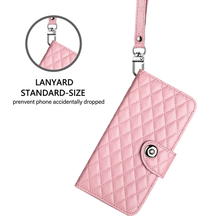 For Google Pixel 9 Pro XL Rhombic Texture Flip Leather Phone Case with Lanyard(Pink) - Google Cases by PMC Jewellery | Online Shopping South Africa | PMC Jewellery | Buy Now Pay Later Mobicred