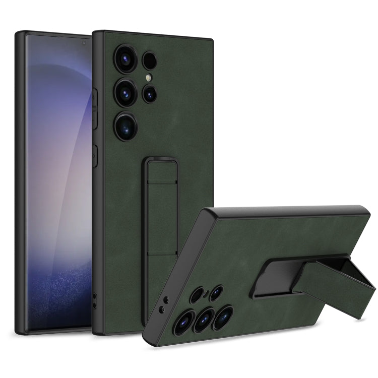 For Samsung Galaxy S24 5G GKK Skin Feel Frosted Leather Fold Holder Phone Case(Green) - Galaxy S24 5G Cases by GKK | Online Shopping South Africa | PMC Jewellery | Buy Now Pay Later Mobicred