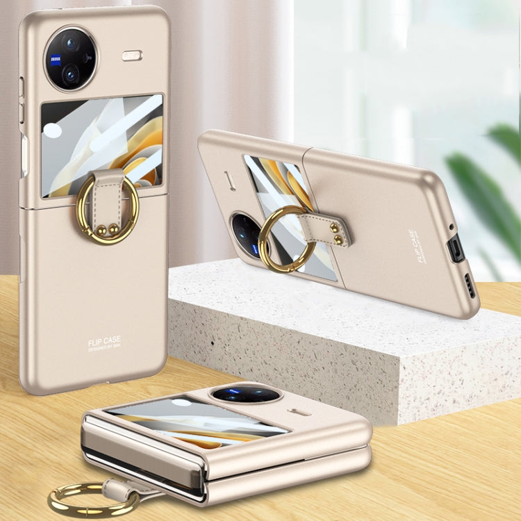 For vivo X Flip GKK Integrated Ultra-thin Full Coverage Phone Case with Ring Holder(Gold) - vivo Cases by GKK | Online Shopping South Africa | PMC Jewellery | Buy Now Pay Later Mobicred