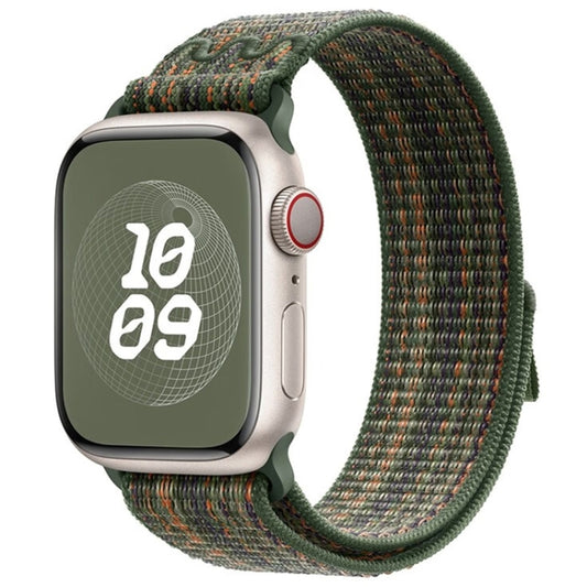 For Apple Watch Ultra 2 49mm Loop Nylon Watch Band(Green Orange) - Watch Bands by PMC Jewellery | Online Shopping South Africa | PMC Jewellery | Buy Now Pay Later Mobicred