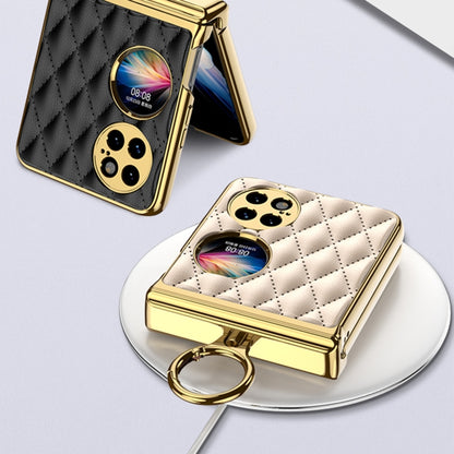 For vivo X Flip GKK Integrated Rhombus Pattern Electroplating Leather Magnetic Phone Case with Ring(Gold) - vivo Cases by GKK | Online Shopping South Africa | PMC Jewellery | Buy Now Pay Later Mobicred