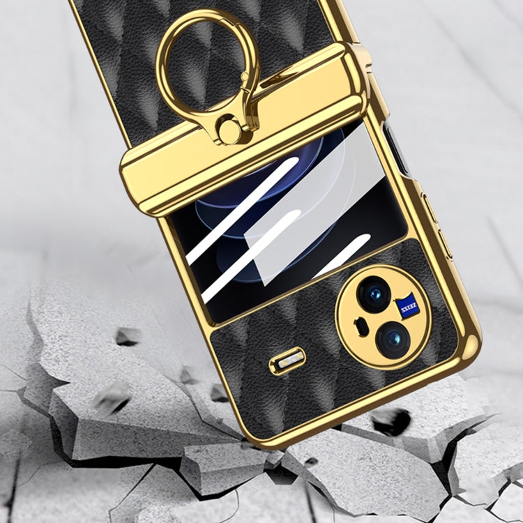 For vivo X Flip GKK Integrated Rhombus Pattern Electroplating Leather Magnetic Phone Case with Ring(Gold) - vivo Cases by GKK | Online Shopping South Africa | PMC Jewellery | Buy Now Pay Later Mobicred