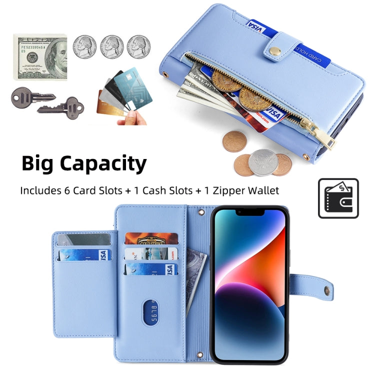 For Itel Vision 1 Pro Sheep Texture Cross-body Zipper Wallet Leather Phone Case(Blue) - More Brand by PMC TechLife | Online Shopping South Africa | PMC TechLife | Buy Now Pay Later Mobicred