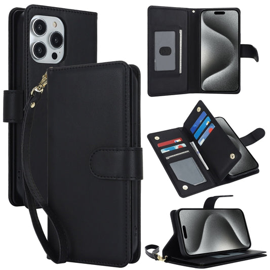 For iPhone 16 Pro Max Multi-Card Wallet RFID Leather Phone Case(Black) - iPhone 16 Pro Max Cases by PMC Jewellery | Online Shopping South Africa | PMC Jewellery | Buy Now Pay Later Mobicred