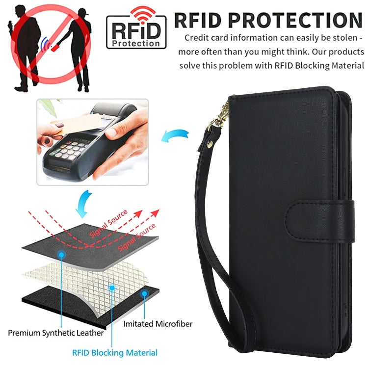 For Samsung Galaxy S24+ / S25+ 5G Multi-Card Wallet RFID Leather Phone Case(Black) - Galaxy S24+ 5G Cases by PMC TechLife | Online Shopping South Africa | PMC TechLife | Buy Now Pay Later Mobicred