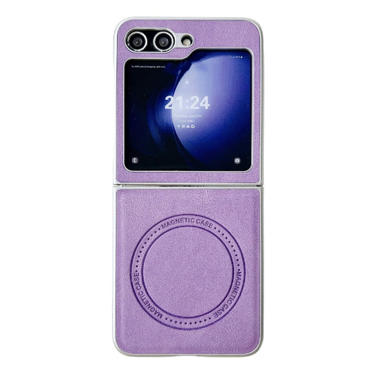 For Samsung Galaxy Z Flip5 Skin Feel Leather Texture MagSafe Pearlescent Paint Shockproof Phone Case(Purple) - Galaxy Z Flip5 Cases by PMC Jewellery | Online Shopping South Africa | PMC Jewellery