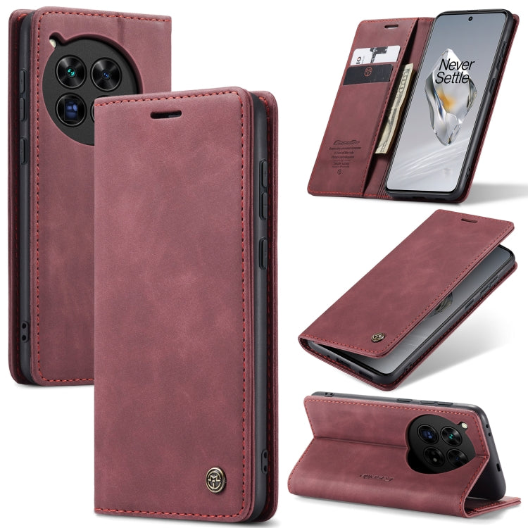 For OnePlus 12 CaseMe 013 Retro Frosted Flip Leather Phone Case(Wine Red) - OnePlus Cases by CaseMe | Online Shopping South Africa | PMC Jewellery | Buy Now Pay Later Mobicred