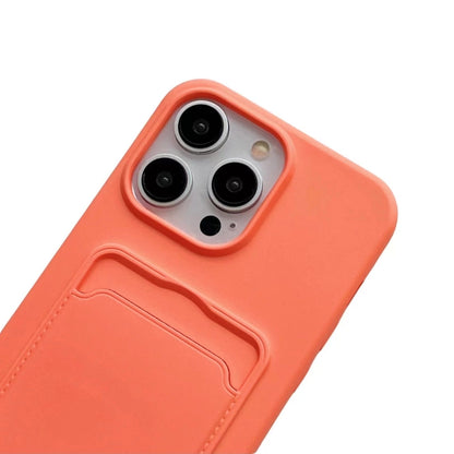 For iPhone 16 Pro Card Slot Liquid Silicone Phone Case with Lanyard(Orange) - iPhone 16 Pro Cases by PMC Jewellery | Online Shopping South Africa | PMC Jewellery | Buy Now Pay Later Mobicred