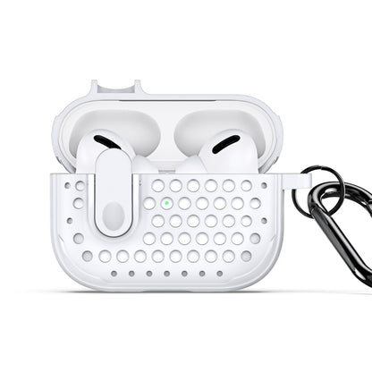 For AirPods Pro DUX DUCIS PECM Series Split Peak Hollow Earphone Case with Hook(White) - For AirPods Pro by DUX DUCIS | Online Shopping South Africa | PMC Jewellery | Buy Now Pay Later Mobicred