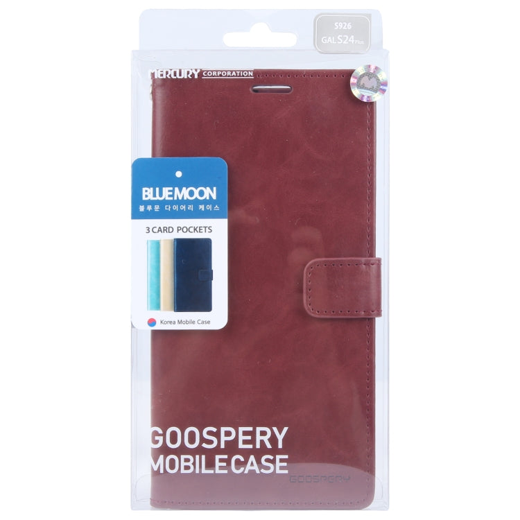 For Samsung Galaxy S24+ 5G GOOSPERY BLUE MOON Crazy Horse Texture Leather Phone Case(Wine Red) - Galaxy S24+ 5G Cases by GOOSPERY | Online Shopping South Africa | PMC Jewellery | Buy Now Pay Later Mobicred