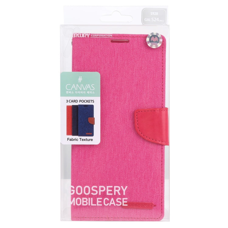 For Samsung Galaxy S24 Ultra 5G GOOSPERY CANVAS DIARY Fabric Texture Flip Leather Phone Case(Rose Red) - Galaxy S24 Ultra 5G Cases by GOOSPERY | Online Shopping South Africa | PMC Jewellery | Buy Now Pay Later Mobicred