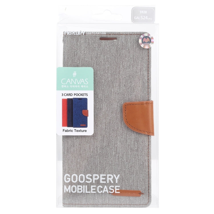 For Samsung Galaxy S24 Ultra 5G GOOSPERY CANVAS DIARY Fabric Texture Flip Leather Phone Case(Grey) - Galaxy S24 Ultra 5G Cases by GOOSPERY | Online Shopping South Africa | PMC Jewellery | Buy Now Pay Later Mobicred