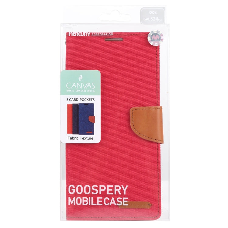 For Samsung Galaxy S24+ 5G GOOSPERY CANVAS DIARY Fabric Texture Flip Leather Phone Case(Red) - Galaxy S24+ 5G Cases by GOOSPERY | Online Shopping South Africa | PMC Jewellery | Buy Now Pay Later Mobicred