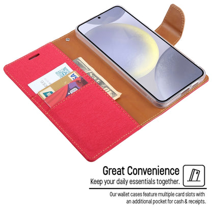 For Samsung Galaxy S24 5G GOOSPERY CANVAS DIARY Fabric Texture Flip Leather Phone Case(Rose Red) - Galaxy S24 5G Cases by GOOSPERY | Online Shopping South Africa | PMC Jewellery | Buy Now Pay Later Mobicred