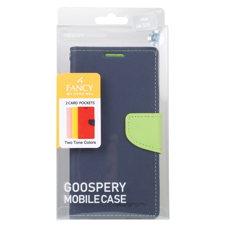 For Samsung Galaxy S24 5G GOOSPERY FANCY DIARY Cross Texture Leather Phone Case(Navy Blue) - Galaxy S24 5G Cases by GOOSPERY | Online Shopping South Africa | PMC Jewellery | Buy Now Pay Later Mobicred