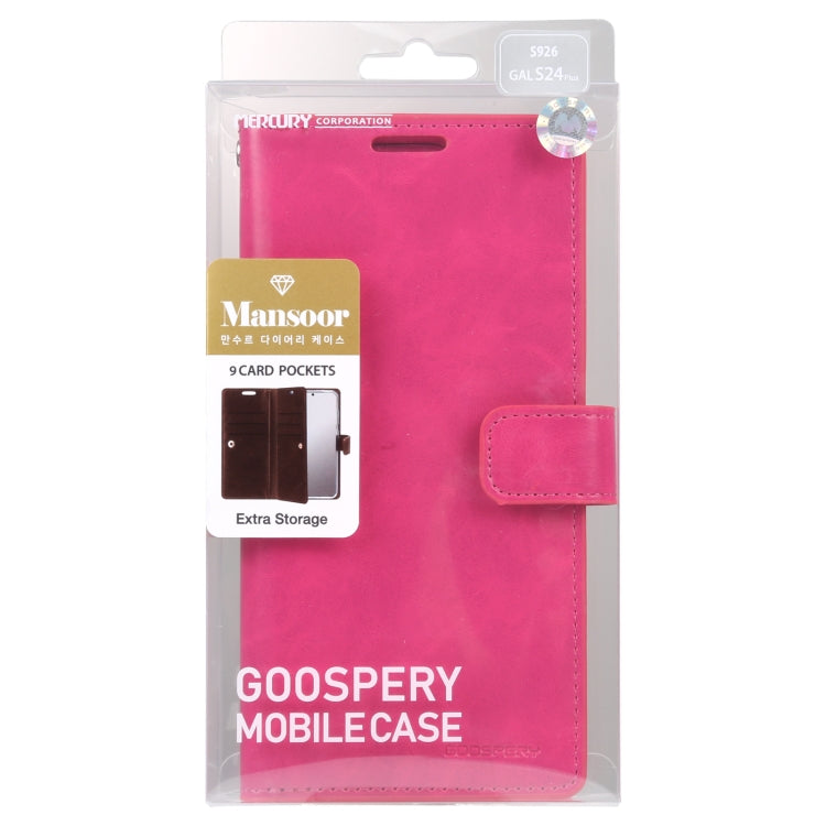 For Samsung Galaxy S24+ 5G GOOSPERY MANSOOR DIARY 9 Card Slots Leather Phone Case(Rose Red) - Galaxy S24+ 5G Cases by GOOSPERY | Online Shopping South Africa | PMC Jewellery | Buy Now Pay Later Mobicred