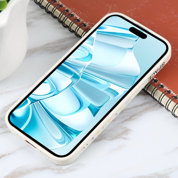 For iPhone 16 Plus Astronaut Pattern Silicone Straight Edge Phone Case(Planet Landing-White) - iPhone 16 Plus Cases by PMC Jewellery | Online Shopping South Africa | PMC Jewellery | Buy Now Pay Later Mobicred