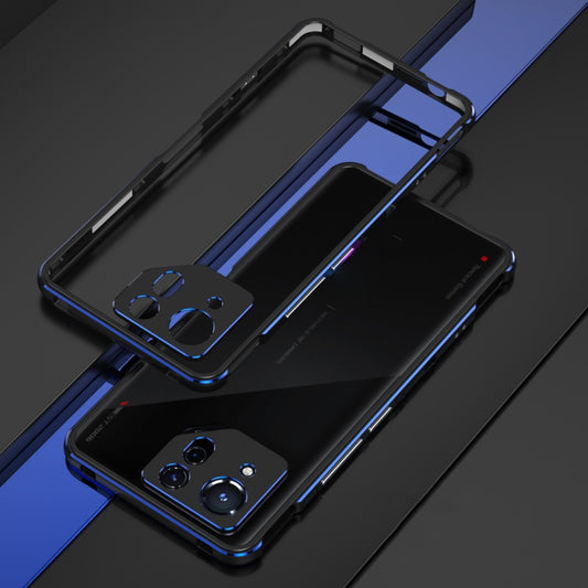 For ASUS ROG Phone 8 Lens Protector + Metal Frame Phone Case(Black Blue) - ASUS Cases by PMC Jewellery | Online Shopping South Africa | PMC Jewellery | Buy Now Pay Later Mobicred