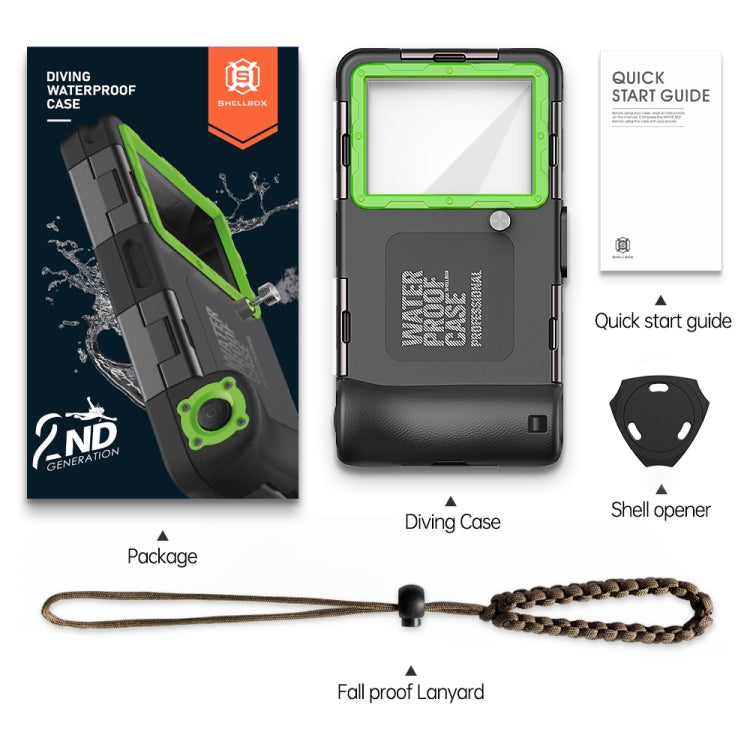 Diving Shell Gen2 Upgrade IP68 Waterproof Phone Case(Black Green) - Waterproof Bag by PMC TechLife | Online Shopping South Africa | PMC TechLife | Buy Now Pay Later Mobicred