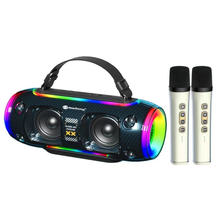 New Rixing NR8806 Portable Outdoor Wireless Bluetooth Speaker RGB Colorful Subwoofer, Style:Dual Mic(Blue) - Desktop Speaker by NewRixing | Online Shopping South Africa | PMC Jewellery | Buy Now Pay Later Mobicred