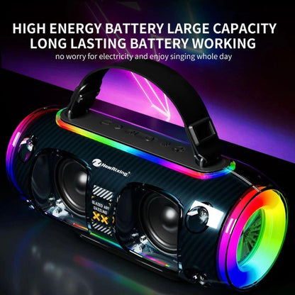 New Rixing NR8806 Portable Outdoor Wireless Bluetooth Speaker RGB Colorful Subwoofer, Style:Single Mic(Black) - Desktop Speaker by NewRixing | Online Shopping South Africa | PMC Jewellery | Buy Now Pay Later Mobicred