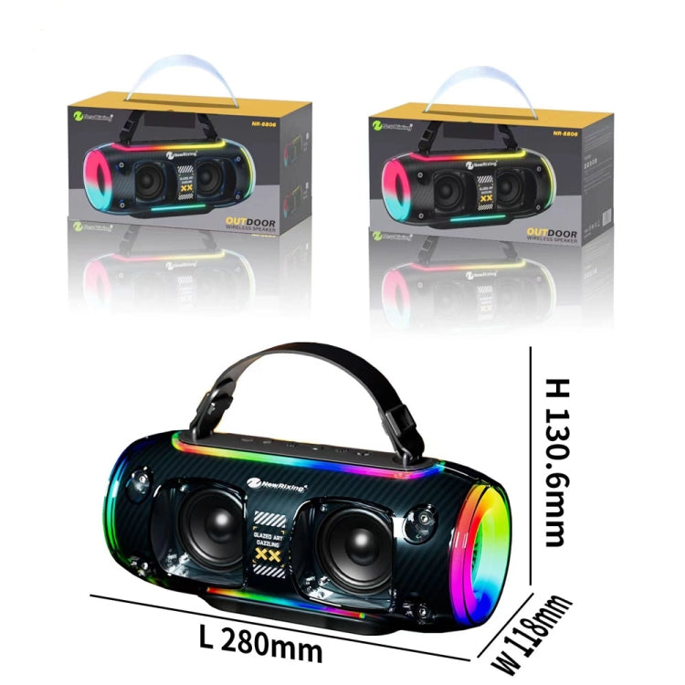 New Rixing NR8806 Portable Outdoor Wireless Bluetooth Speaker RGB Colorful Subwoofer, Style:Without Mic(Blue) - Desktop Speaker by NewRixing | Online Shopping South Africa | PMC Jewellery | Buy Now Pay Later Mobicred