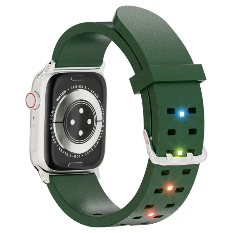 For Apple Watch Series 9 45mm Luminous Colorful Light Silicone Watch Band(Green) - Watch Bands by PMC Jewellery | Online Shopping South Africa | PMC Jewellery