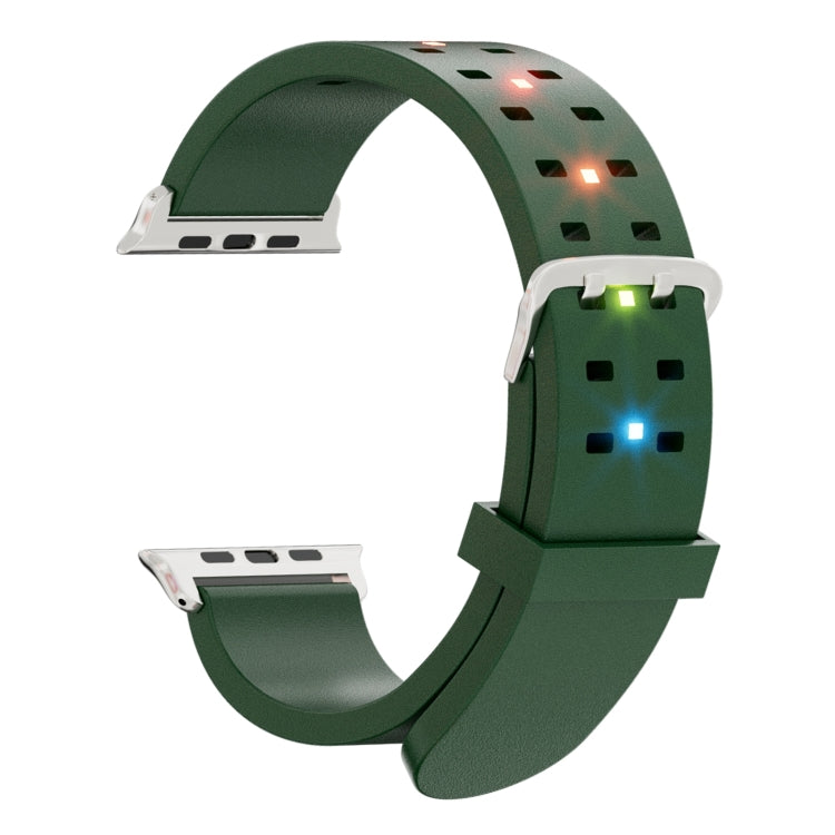 For Apple Watch SE 2022 40mm Luminous Colorful Light Silicone Watch Band(Green) - Watch Bands by PMC Jewellery | Online Shopping South Africa | PMC Jewellery