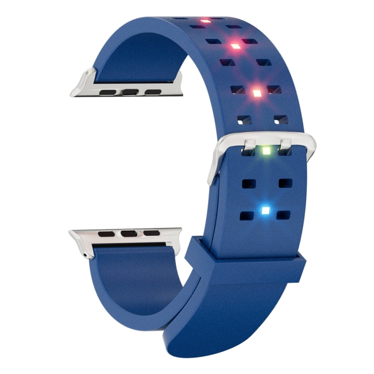 For Apple Watch 42mm Luminous Colorful Light Silicone Watch Band(Blue) - Watch Bands by PMC TechLife | Online Shopping South Africa | PMC TechLife
