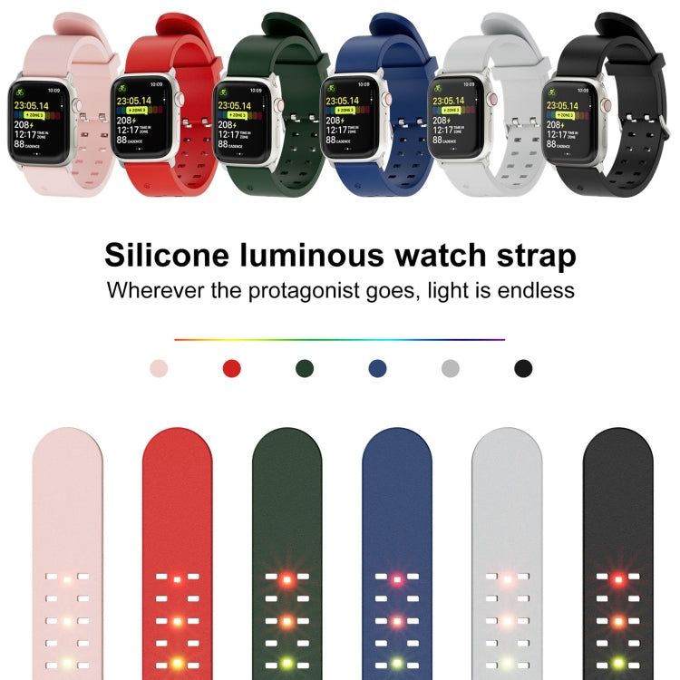 For Apple Watch Series 7 41mm Luminous Colorful Light Silicone Watch Band(Red) - Watch Bands by PMC Jewellery | Online Shopping South Africa | PMC Jewellery