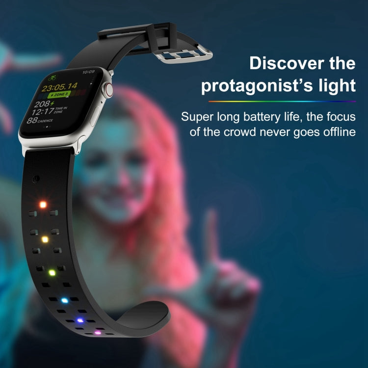 For Apple Watch 42mm Luminous Colorful Light Silicone Watch Band(Blue) - Watch Bands by PMC TechLife | Online Shopping South Africa | PMC TechLife