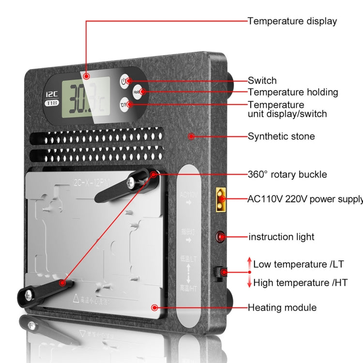 i2C T18 LCD Display PCB Motherboard Layered Desoldering Station With Glue Removal Module, US Plug - Repair Platform by PMC Jewellery | Online Shopping South Africa | PMC Jewellery