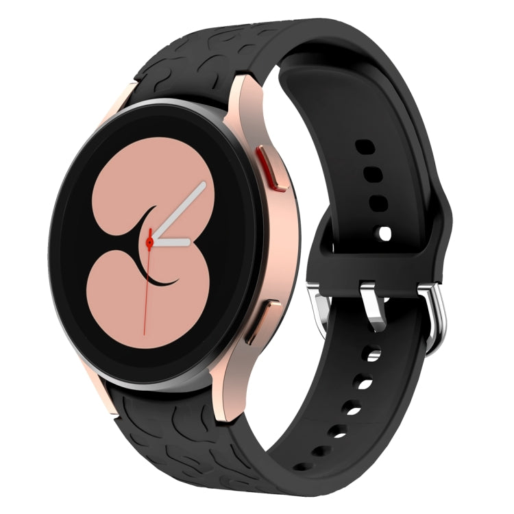 For Samsung Galaxy Watch 6 Leopard Print Embossed Silicone Watch Band(Black) - Watch Bands by PMC TechLife | Online Shopping South Africa | PMC TechLife