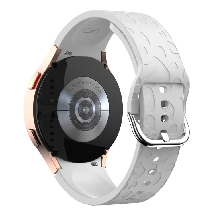 For Samsung Galaxy Watch 6 Leopard Print Embossed Silicone Watch Band(Light Grey) - Watch Bands by PMC TechLife | Online Shopping South Africa | PMC TechLife