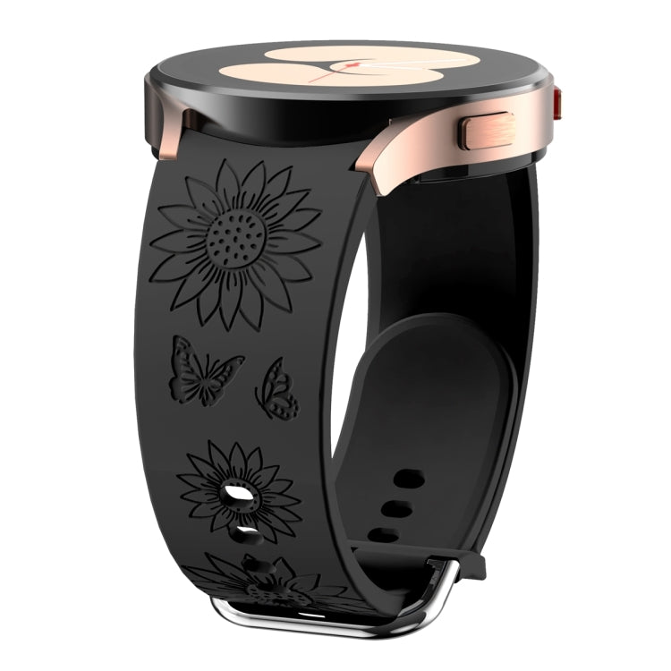 For Samsung Galaxy Watch 6 Sunflower Pattern Embossed Silicone Watch Band(Black) - Watch Bands by PMC TechLife | Online Shopping South Africa | PMC TechLife